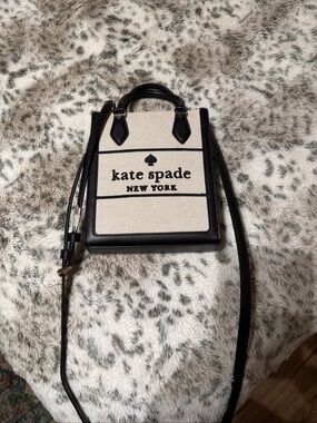 kate spade ellie mini Black and Cream Logo Canvas Crossbody